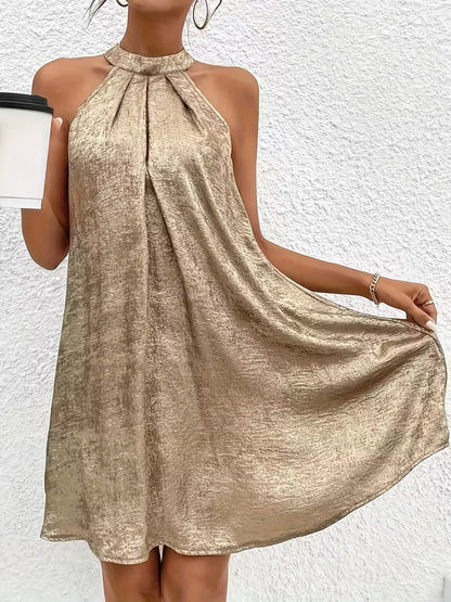 Elegante Vestido Midi Acampanado sin Mangas Ideal para Mujer en Primavera y Verano