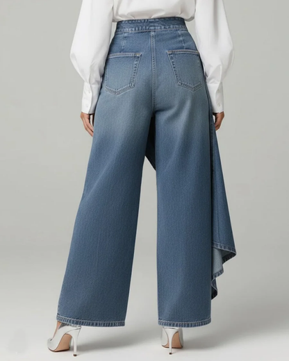 Pantalones Vaqueros de Mezcilla con Cierre Cruzado