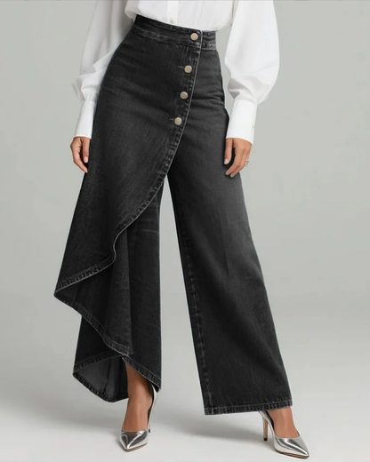 Pantalones Vaqueros de Mezcilla con Cierre Cruzado