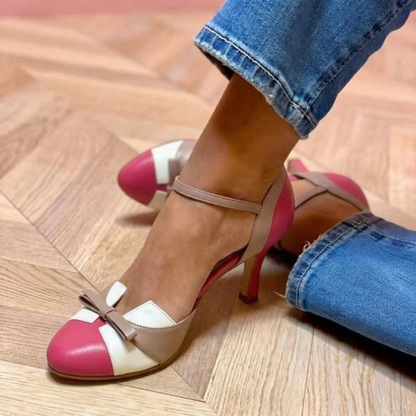 Alicia | Tacones de Cuero con Brida de Tobillo y Lazo