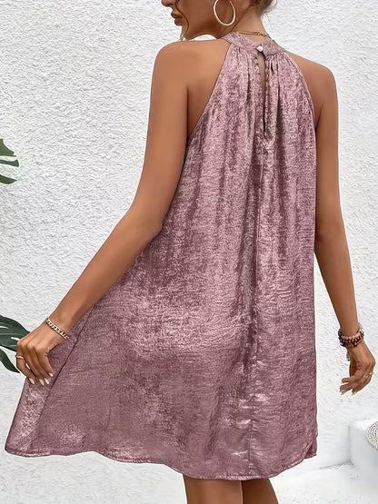 Elegante Vestido Midi Acampanado sin Mangas Ideal para Mujer en Primavera y Verano