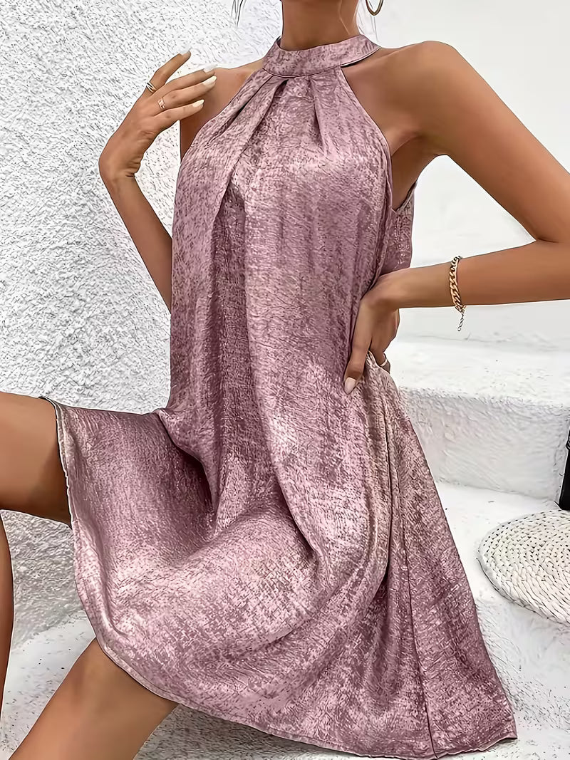Elegante Vestido Midi Acampanado sin Mangas Ideal para Mujer en Primavera y Verano