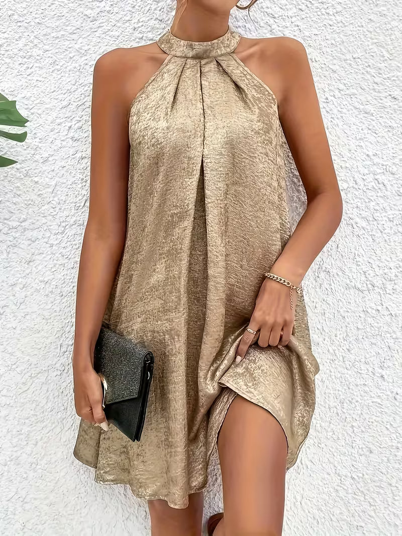 Elegante Vestido Midi Acampanado sin Mangas Ideal para Mujer en Primavera y Verano
