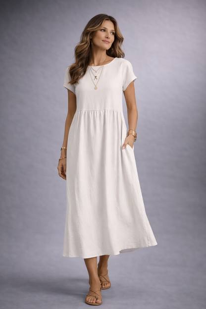 Gabriela — Elegancia Atemporal, Vestido Midi Fluido