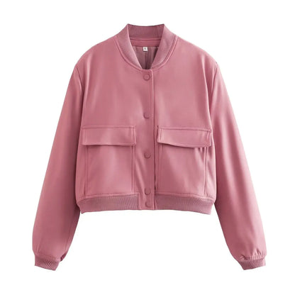 Bomber Mujer Crema | Chaqueta Crop con Bolsillos — Isabella Torres