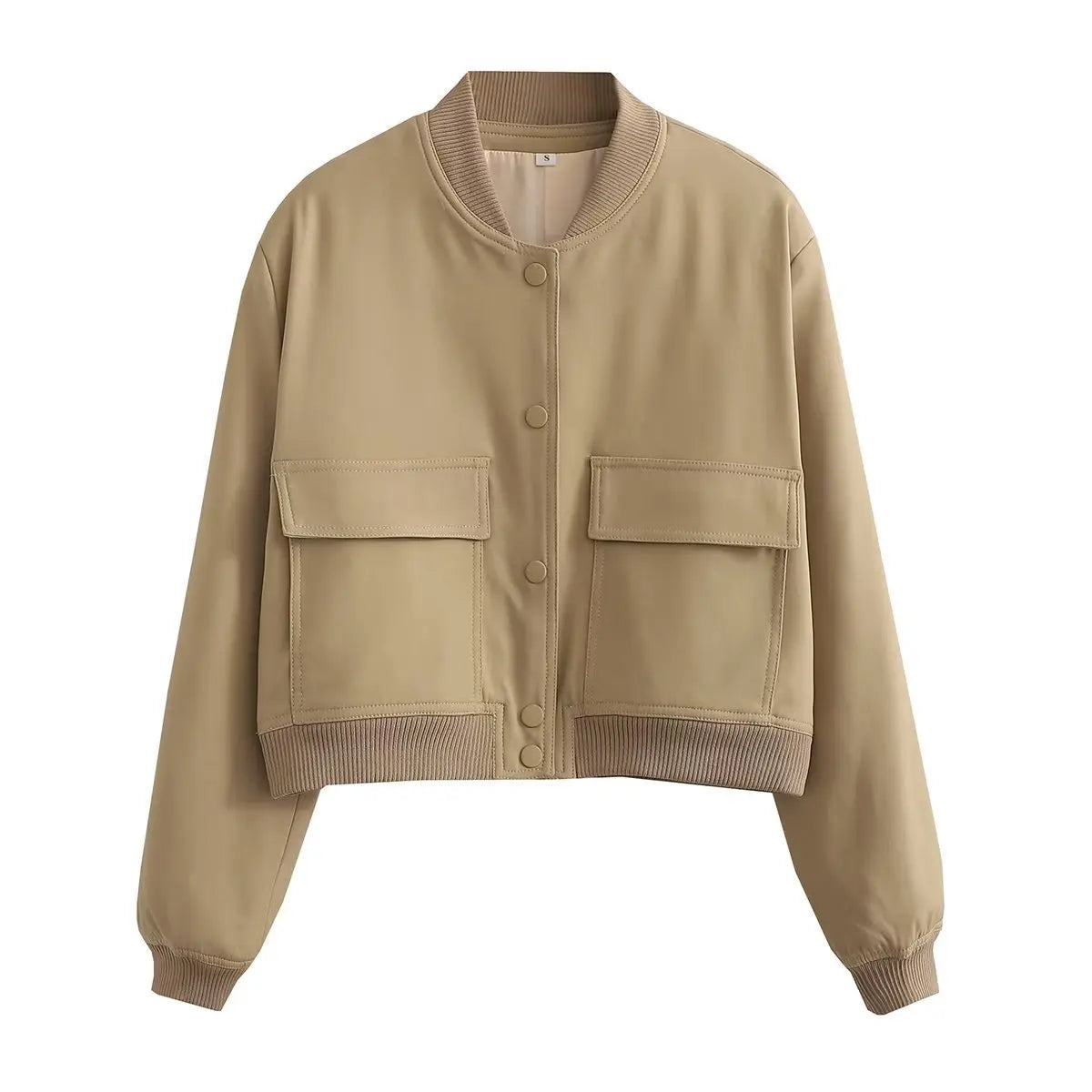 Bomber Mujer Crema | Chaqueta Crop con Bolsillos — Isabella Torres