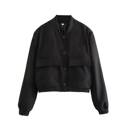 Bomber Mujer Crema | Chaqueta Crop con Bolsillos — Isabella Torres