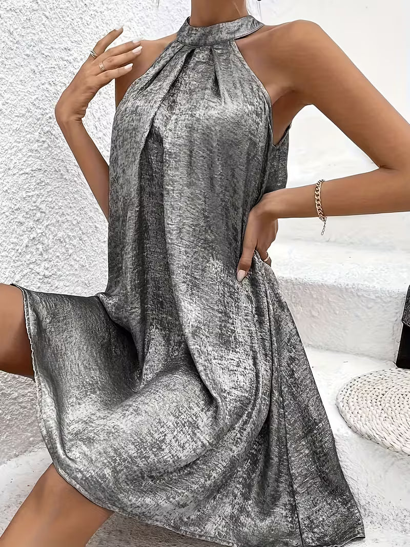 Elegante Vestido Midi Acampanado sin Mangas Ideal para Mujer en Primavera y Verano