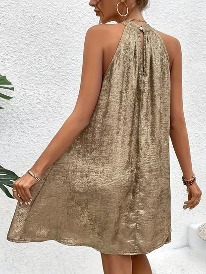 Elegante Vestido Midi Acampanado sin Mangas Ideal para Mujer en Primavera y Verano